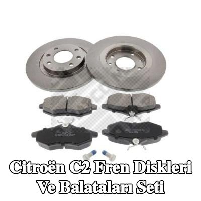 MAPCO Fren diskleri ve balataları seti Ön Aks, düz — Citroën C2