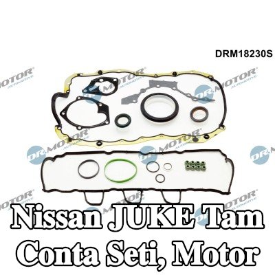 DR.MOTOR AUTOMOTIVE Tam Conta Seti, valf kapağı contası dahil motor, valf gövdesi contalı, yağ karteri contalı — 2012 Nissan Juke