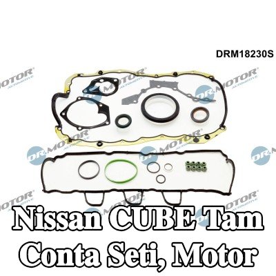 DR.MOTOR AUTOMOTIVE Tam Conta Seti, valf kapağı contası dahil motor, valf gövdesi contalı, yağ karteri contalı — Nissan Cube