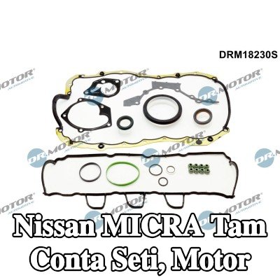 DR.MOTOR AUTOMOTIVE Tam Conta Seti, valf kapağı contası dahil motor, valf gövdesi contalı, yağ karteri contalı — Nissan Micra