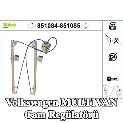 VALEO Sol ön cam regülatörü, Elektrikli, elektrik motoru olmadan — Volkswagen Multivan