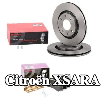 BREMBO مجموعة أقراص الفرامل والوسادات Prime, مزود بفتحات تهوية داخلية — Citroën Xsara
