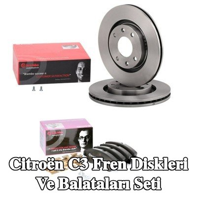 BREMBO Fren diskleri ve balataları seti Prime, içten havalandırmalı — Citroën C3