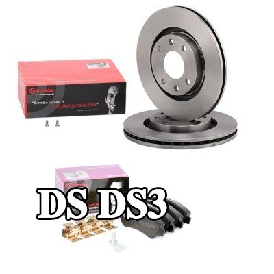 BREMBO مجموعة أقراص الفرامل والوسادات Prime, مزود بفتحات تهوية داخلية — 2016 DS Ds3
