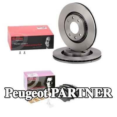 BREMBO مجموعة أقراص الفرامل والوسادات Prime, مزود بفتحات تهوية داخلية — 2000 Peugeot Partner