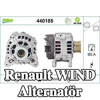 VALEO Alternatör YENİDEN ÜRETİLMİŞ PREMIUM, 90A — Renault Wind