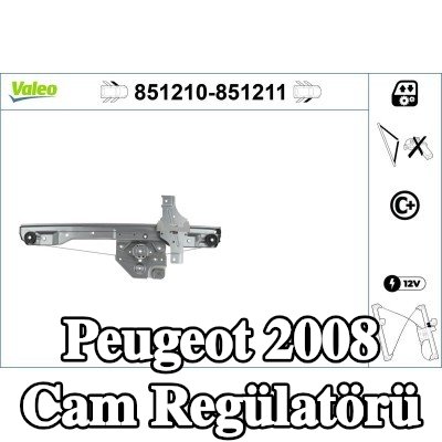 VALEO Sol ön cam regülatörü, Elektrikli, elektrik motoru olmadan — Peugeot 2008