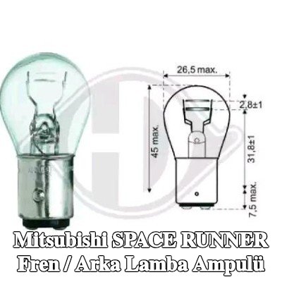 DIEDERICHS Fren / arka stop lambası ampulü her iki taraf — Mitsubishi Space Runner