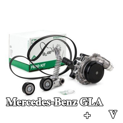 INA Water Pump + V-Ribbed Belt Kit Check alternator freewheel clutch & replace if necessary — Mercedes-Benz Gla