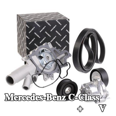 RIDEX مضخة المياه + مجموعة الحزام المضلع على شكل V مع مضخة المياه — 2000 Mercedes-Benz C-Class
