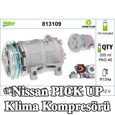 VALEO Klima kompresörü YENİ ORİJİNAL PARÇA, PAG kompresör yağı ile — Nissan Pick Up