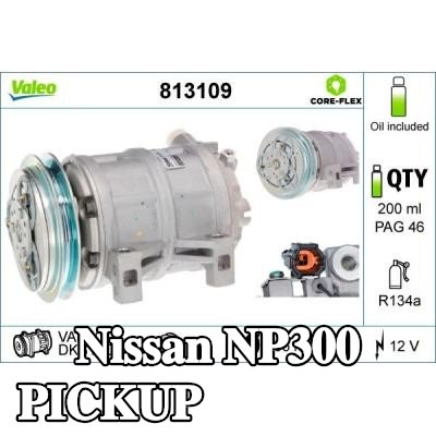 VALEO ضاغط تكييف الهواء قطعة أصلية جديدة, مع زيت ضاغط PAG — Nissan Np300 Pickup
