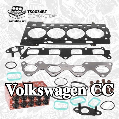 ET ENGINETEAM مجموعة حشيات, رأس الأسطوانة مع مجموعة براغي رأس الأسطوانة, مع أختام ساق الصمام — Volkswagen Cc