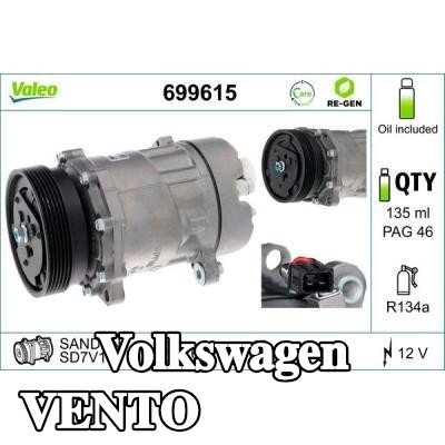 VALEO ضاغط تكييف هواء معاد تصنيعه, مع زيت ضاغط PAG — Volkswagen Vento