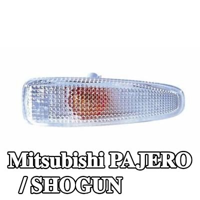 ABAKUS مؤشر جانبي أمامي أيسر, أمامي أيمن, تركيب جانبي, أبيض, مع لمبة, مع حامل — Mitsubishi Pajero / Shogun
