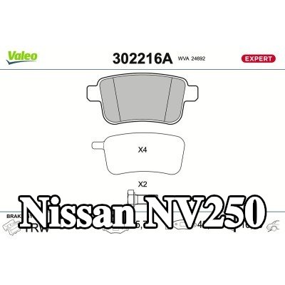 VALEO مجموعة وسادات الفرامل للمحور الخلفي, 15, 9mm, مع لوحة مانعة للصرير, مع مسامير/براغي — Nissan Nv250