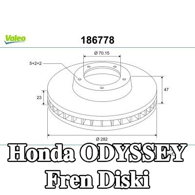 VALEO Ön aks fren diski, Outer Diameter: 282mm, Havalandırmalı, ABS sensör halkası olmadan, entegre tekerlek yatağı olmadan — 1995 Honda Odyssey
