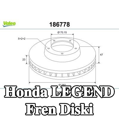 VALEO Ön aks fren diski, Outer Diameter: 282mm, Havalandırmalı, ABS sensör halkası olmadan, entegre tekerlek yatağı olmadan — 1995 Honda Legend
