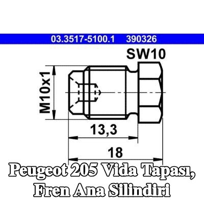 ATE Vida tapası, fren ana silindiri — Peugeot 205