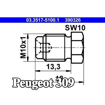 ATE سدادة لولبية، أسطوانة الفرامل الرئيسية — Peugeot 309