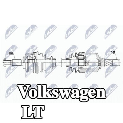 NTY عمود الدفع المحور الأمامي الأيسر, 655mm — Volkswagen Lt
