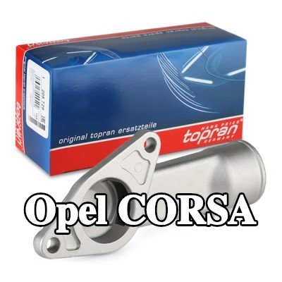TOPRAN شفة سائل التبريد لرأس الأسطوانة, جانب البكرة, الجانب الأمامي — 2002 Opel Corsa