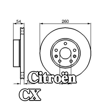 BOSCH القطر الخارجي لقرص المكابح: 260mm, مُهوى, مزود بفتحات تهوية داخلية, مشحم — Citroën Cx