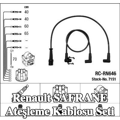 NGK Ateşleme kablo seti siyah — 1995 Renault Safrane