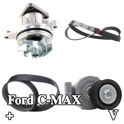RIDEX مضخة الماء + مجموعة الحزام المضلع على شكل V — Ford C-max