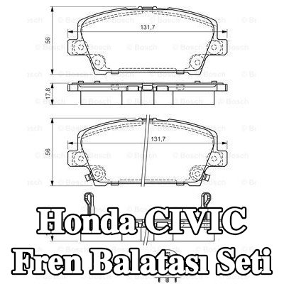 BOSCH Fren balatası seti 17, 8mm, gıcırtı önleyici plaka ile, cıvata/vida ile, montaj kılavuzu ile — 2011 Honda Civic