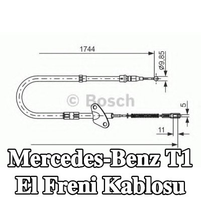 BOSCH El freni kablosu 1744mm — 1990 Mercedes-Benz T1