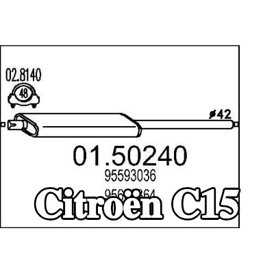 MTS كاتم الصوت الأوسط 1060mm — Citroën C15