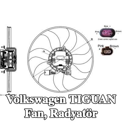 MAHLE Fan, radyatör 365mm, radyatör fanı kapağı olmadan — 2009 Volkswagen Tiguan