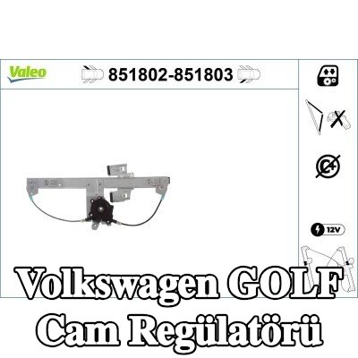 VALEO Sağ arka cam regülatörü, Elektrikli, elektrik motoru olmadan — 1999 Volkswagen Golf
