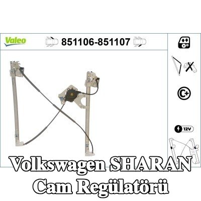 VALEO Sol ön cam regülatörü, Elektrikli, elektrik motoru olmadan — 2000 Volkswagen Sharan