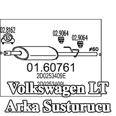 MTS Arka susturucu 1285mm — Volkswagen Lt