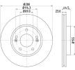 HELLA Fren diski PRO, Outer Diameter: 280mm, içten havalandırmalı, Kaplamalı, tekerlek yatağı olmadan, tekerlek göbeği olmadan, tekerlek saplamaları olmadan — Hyundai Venue (4)