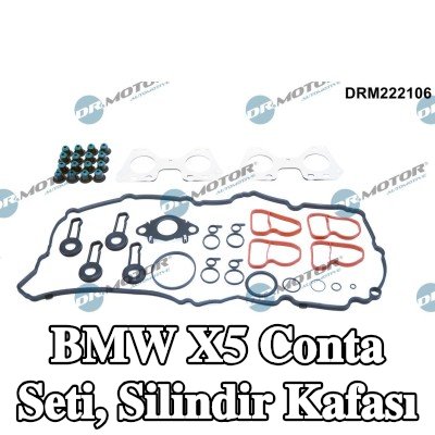 DR.MOTOR AUTOMOTIVE Conta seti, silindir kapağı conta seti ile silindir kafası, valf gövdesi contalı, silindir kafası contası olmadan, egzoz manifoldu contası ile (ler), emme manifoldu contası/contaları ile — 2019 BMW X5