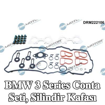 DR.MOTOR AUTOMOTIVE Conta seti, silindir kapağı conta seti ile silindir kafası, valf gövdesi contalı, silindir kafası contası olmadan, egzoz manifoldu contası ile (ler), emme manifoldu contası/contaları ile — BMW 3 Series