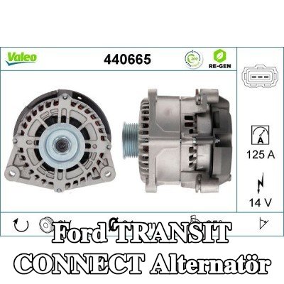 VALEO Alternatör YENİDEN ÜRETİLMİŞ PREMIUM, 125A — 2012 Ford Transit Connect