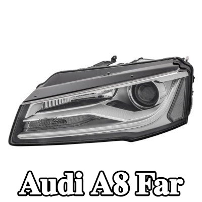 HELLA Far Sağ, D3S, D3S/H7, H7, LED, PSY24W, far seviyeleme motorlu, balast olmadan, kızdırma deşarj lambası olmadan, ampul ile, gündüz farı/konum lambası için LED kontrol ünitesi olmadan — Audi A8