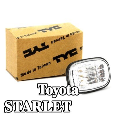 TYC مؤشر جانبي كلا الجانبين, تركيب جانبي, شفاف, بدون حامل لمبة — Toyota Starlet