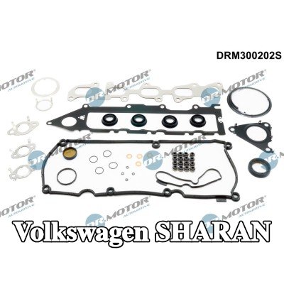DR.MOTOR AUTOMOTIVE مجموعة حشيات كاملة, محرك مزود بمانع تسرب عمود الكامات, مع حشية غطاء الصمام, مع أختام ساق الصمام, بدون حشية رأس الأسطوانة, مع حشية (حشيات) مشعب العادم, مع حشية (حشيات) مشعب السحب — Volkswagen Sharan