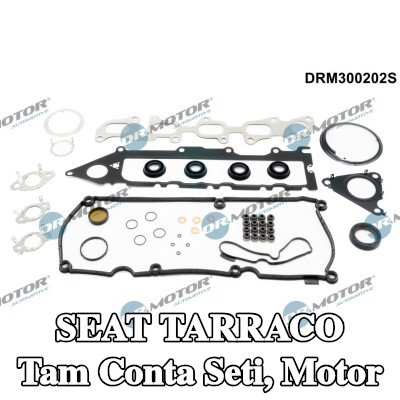 DR.MOTOR AUTOMOTIVE Tam Conta Seti, kam mili contalı motor, valf kapağı contası ile, valf gövdesi contalı, silindir kafası contası olmadan, egzoz manifoldu contası ile (ler), emme manifoldu contası/contaları ile — SEAT Tarraco