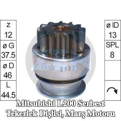 ERA Serbest Tekerlek Dişlisi, marş motoru — 2002 Mitsubishi L200