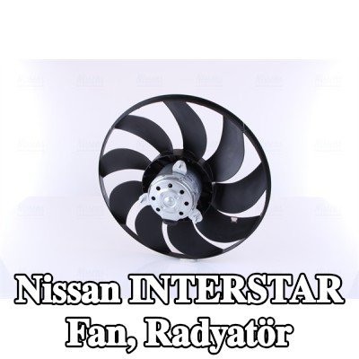NISSENS Fan, radyatör 384mm, radyatör fanı kapağı olmadan, direnç olmadan, kontrol ünitesi olmadan — Nissan Interstar