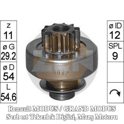ERA Serbest Tekerlek Dişlisi, marş motoru — Renault Modus / Grand Modus