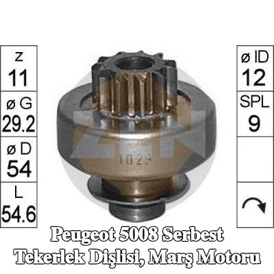 ERA Serbest Tekerlek Dişlisi, marş motoru — 2012 Peugeot 5008