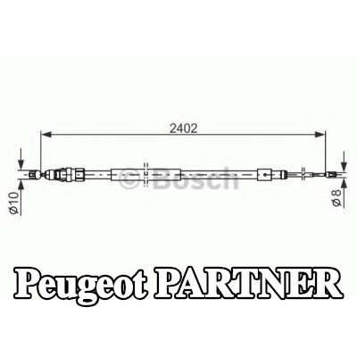 BOSCH كابل فرامل اليد 2398mm — Peugeot Partner