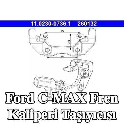 ATE Fren kaliperi taşıyıcısı — 2010 Ford C-max